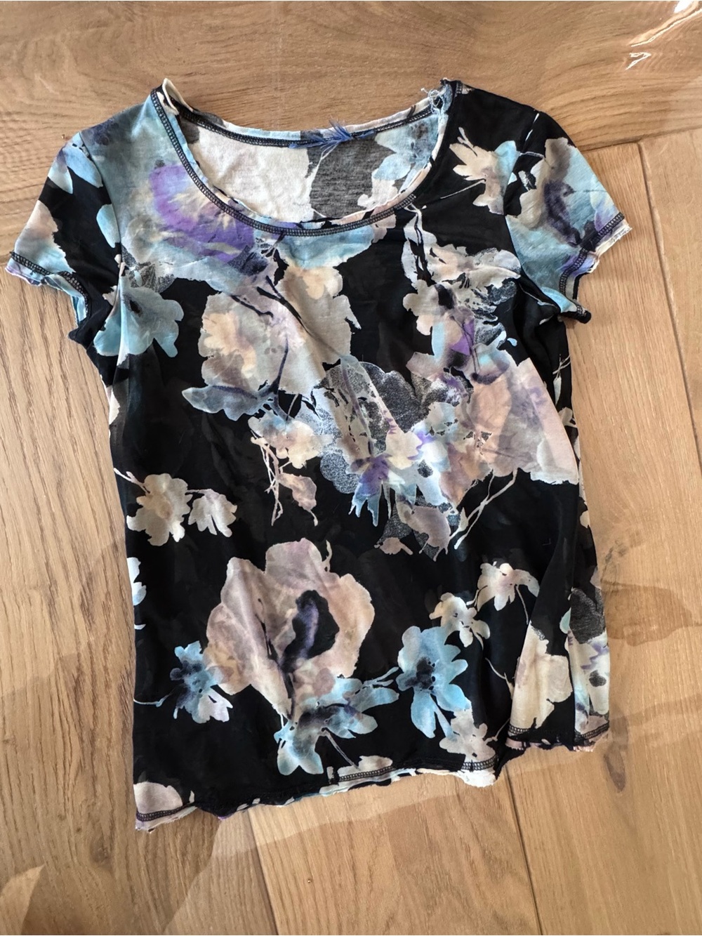 Simply Vera Vera Wang Floral Chiffon Overlay Top - Size S